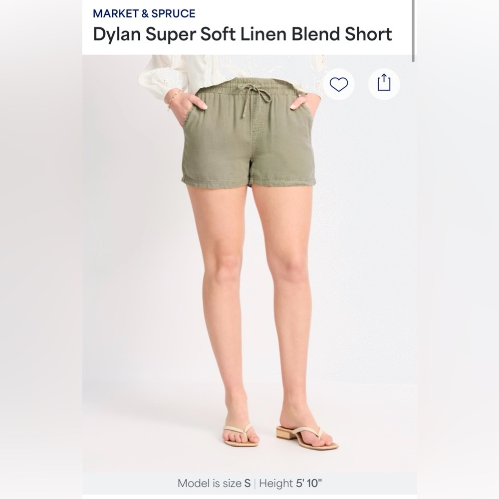 Market & Spruce Sage Green Linen Shorts